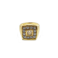Iced Out Yellow Gold CZ Crystal Cell Ring (14K)