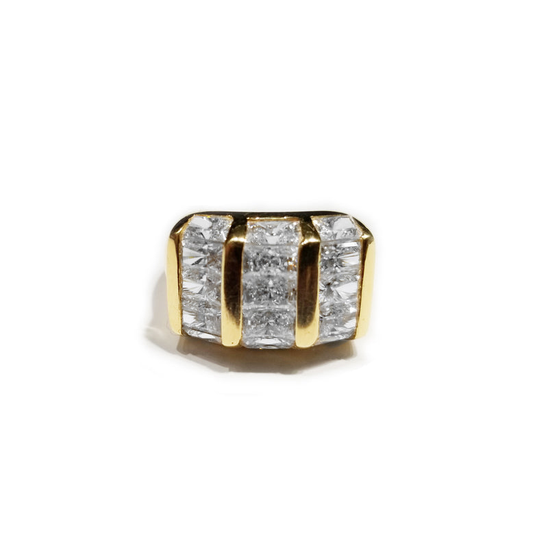 CZ Crystal Grill Yellow Gold Iced Out Hi Hop Ring (14K)