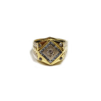 Diamond Shaped CZ Crystal Cocktail Yellow Gold Ring (14K)