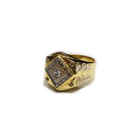 Diamond Shaped CZ Crystal Cocktail Yellow Gold Ring (14K)