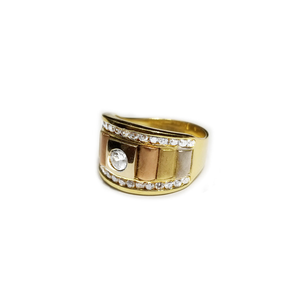Crystalized Multi-Toned Gold Ring (14K)