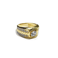 CZ Crytal Banded Yellow Gold Ring (18K)