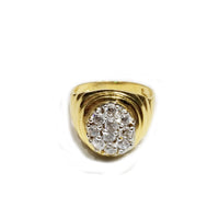 Large CZ Crytal Cocktail Oval Yellow Ring (18K)