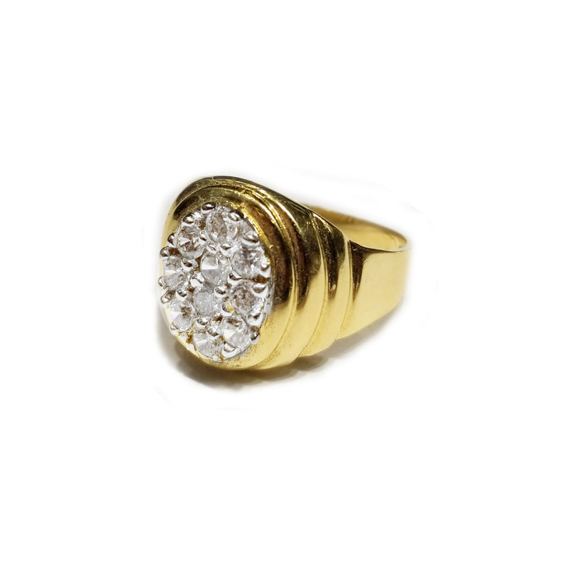 Large CZ Crytal Cocktail Oval Yellow Ring (18K)