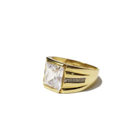 Large CZ Crystal Yellow Gold Ring (14K)