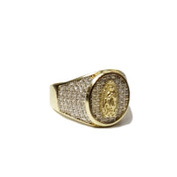 Iced-Out Virgin Mary CZ Ring (14K)