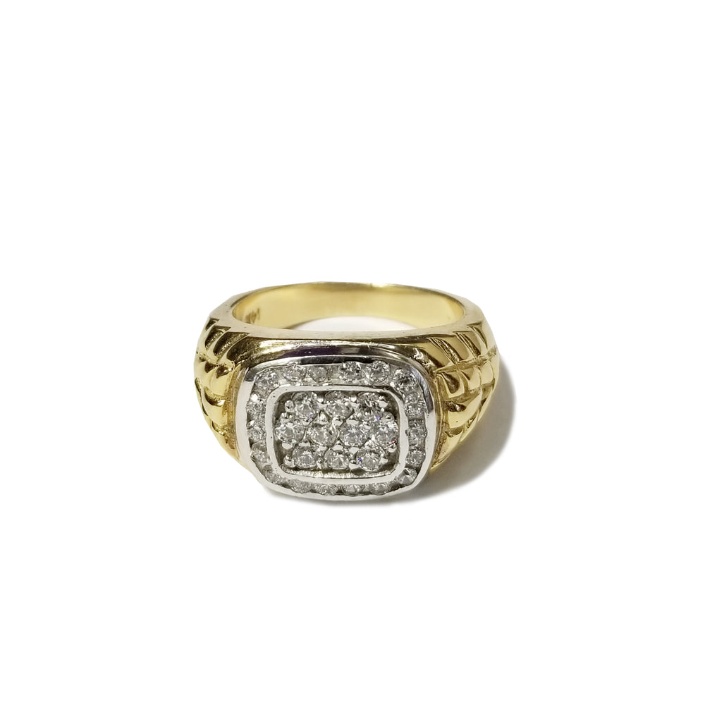 CZ Crystals Cocktail Two-Toned Ring (14K)