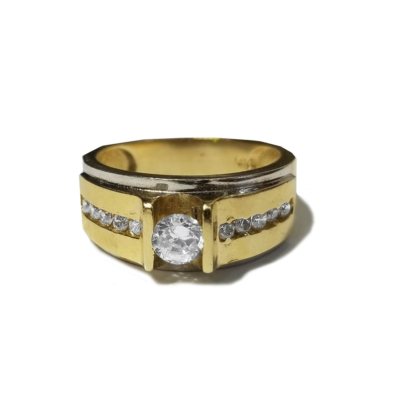 9 CZ Crystals Two-Toned Gold Ring (14K)