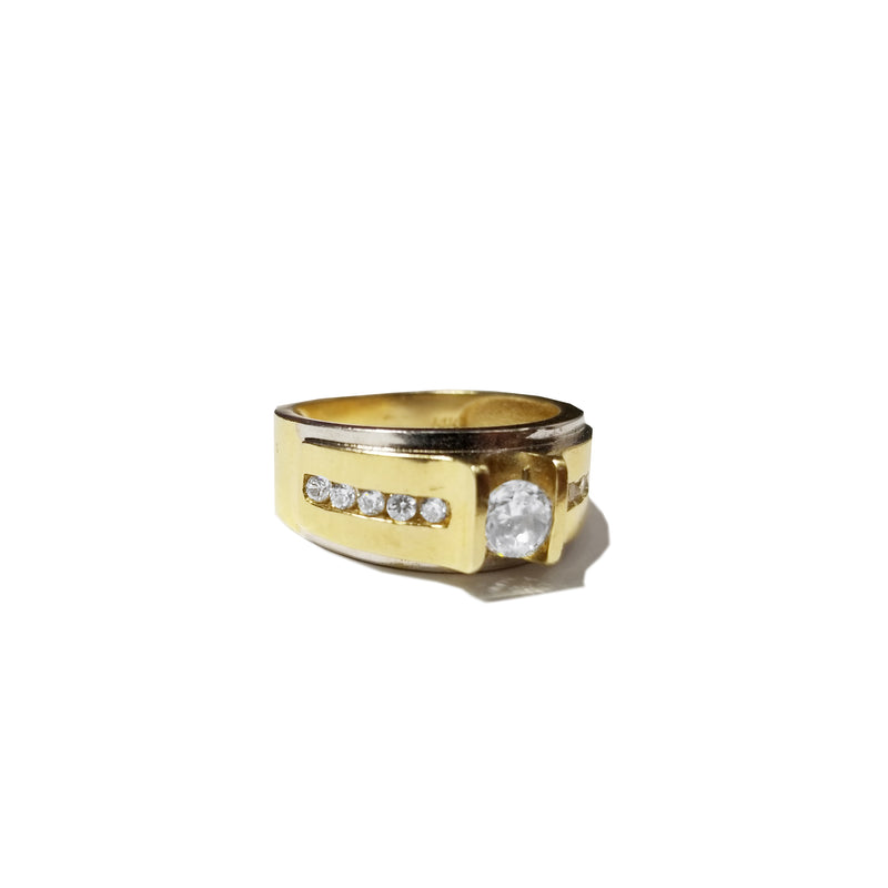9 CZ Crystals Two-Toned Gold Ring (14K)