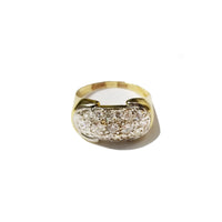 Ovale Iced Out CZ Crystals Ring (14K)