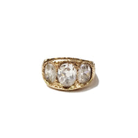 Elegant Three CZ Crystal Rose Gold Ring (14K)