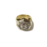 Octagon Large CZ CrystalTwo-Toned Gold Ring (14K)