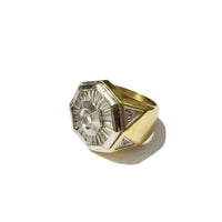 Octagon Large CZ CrystalTwo-Toned Gold Ring (14K)