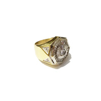 Octagon Large CZ CrystalTwo-Toned Gold Ring (14K)