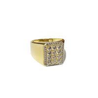 Iced Out CZ Cocktail Block Yellow Gold Ring (14K)
