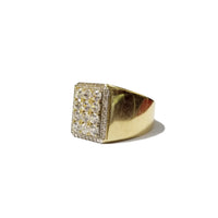 Iced Out CZ Cocktail Block Yellow Gold Ring (14K)