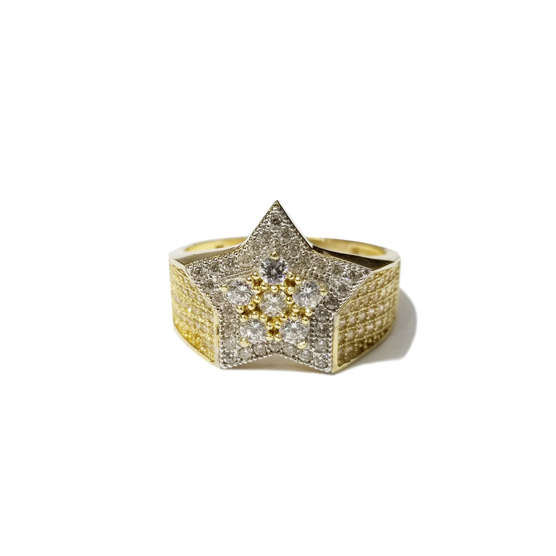 Iced Out CZ Star Two-Toned Ring (14K)