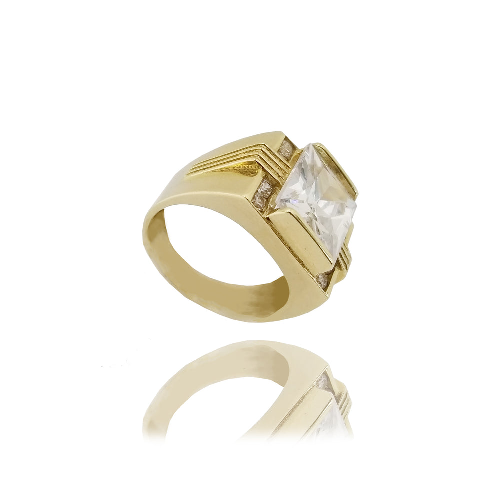 White Emerald cut Ring (14K)