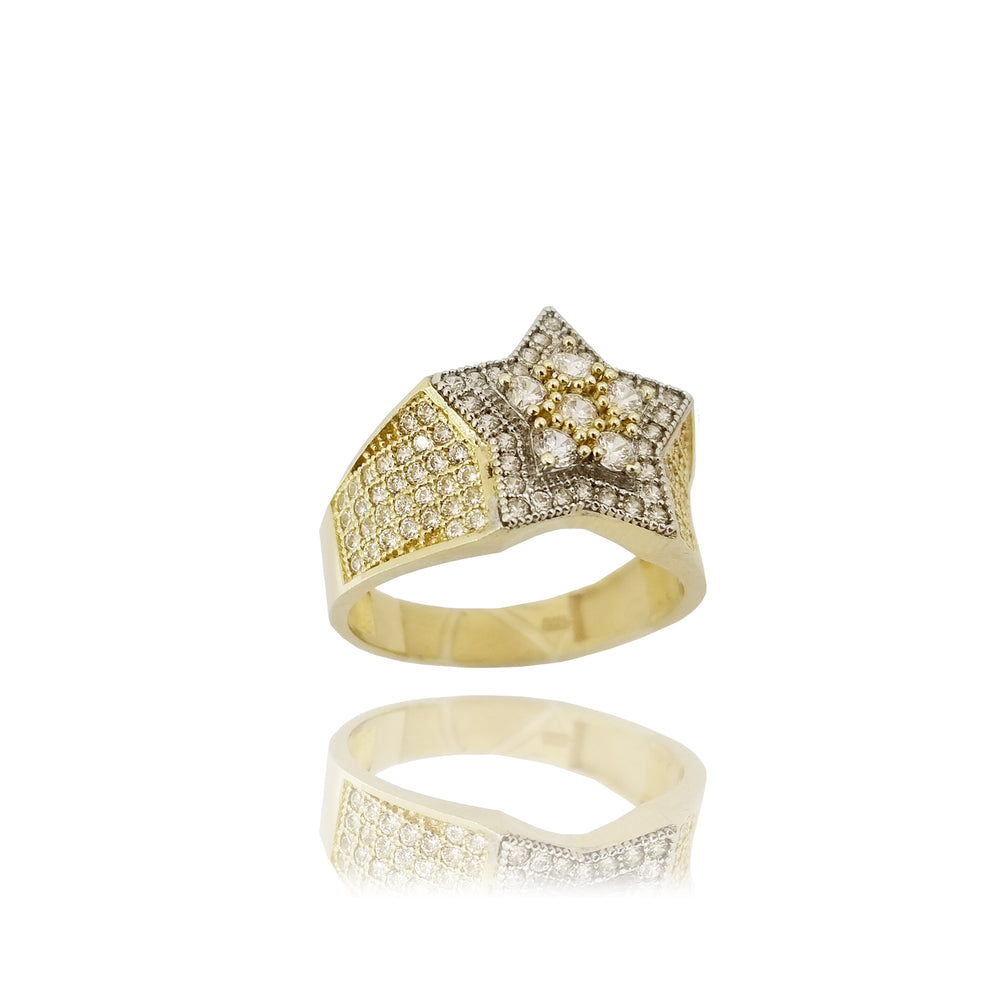 Iced Out CZ Star Two-Toned Ring (14K)