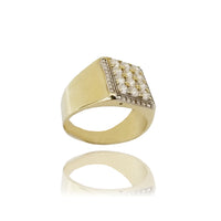 Iced Out CZ Cocktail Block Yellow Gold Ring (14K)