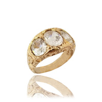 Elegant Three CZ Crystal Rose Gold Ring (14K)