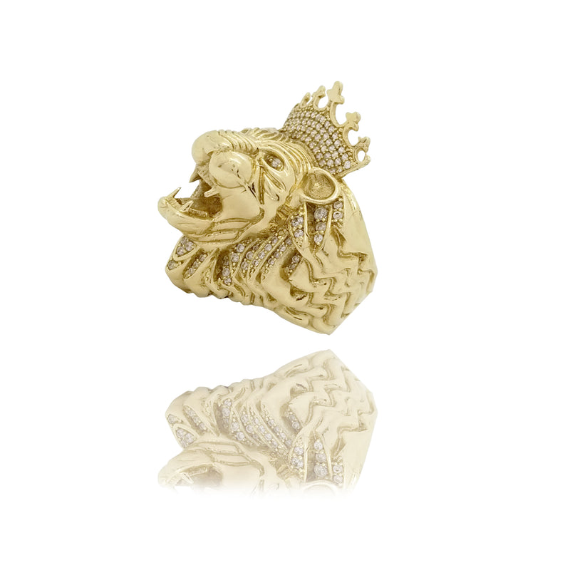Icebox - Plain Lion Head Ring 14k Solid Gold