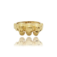 Three Skull Yellow Gold Ring (14K)