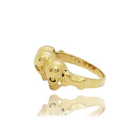 Three Skull Yellow Gold Ring (14K)