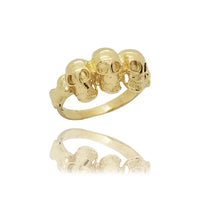Three Skull Yellow Gold Ring (14K)