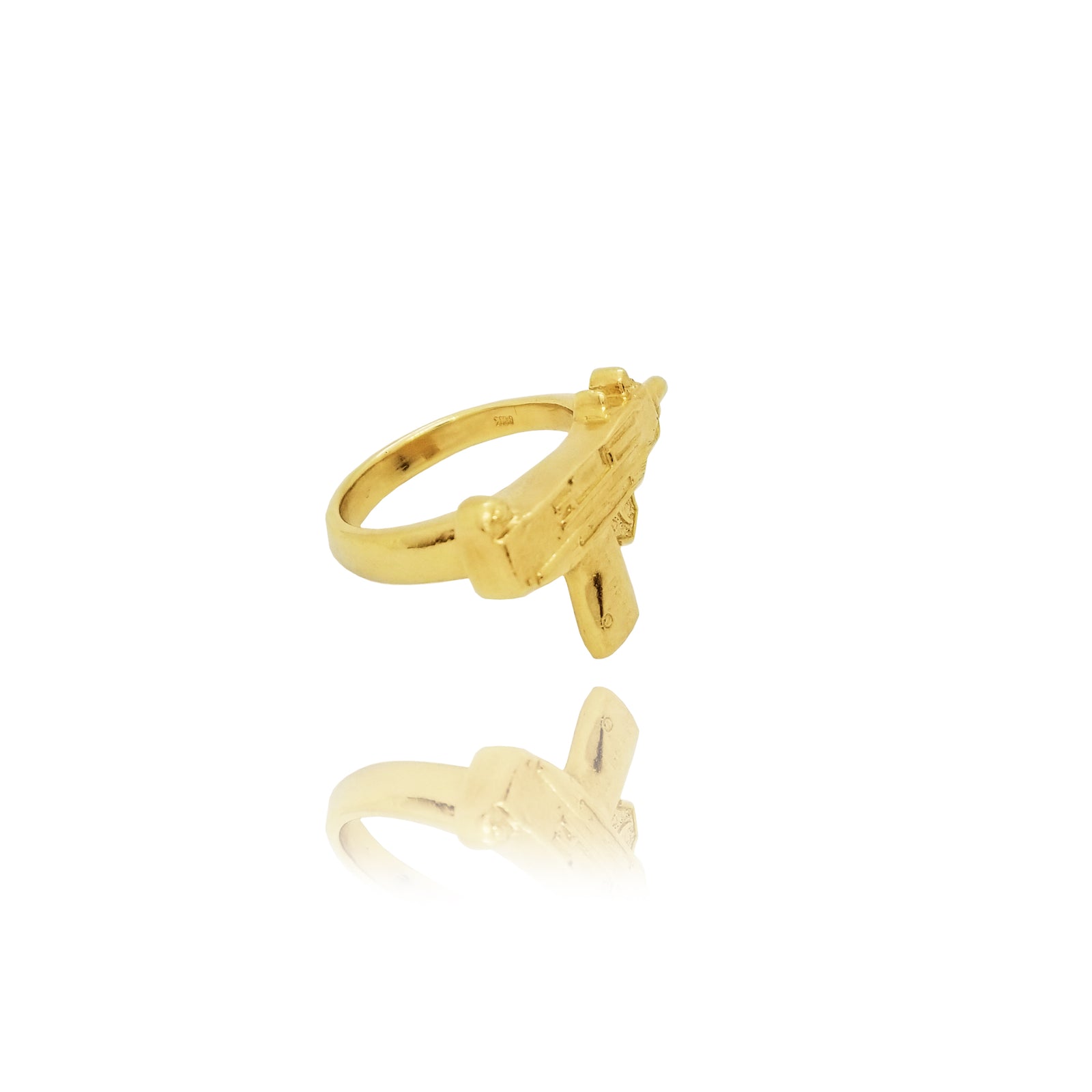 Uzi Gun Yellow Gold Ring (14K) – Popular J, image size:1600x1600