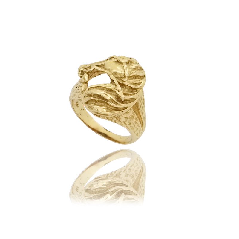 Horse Head Yellow Gold Ring (14K)