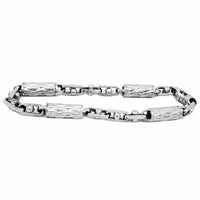 Hollowed Cylindrical White Gold Bracelet (14K).