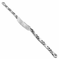 Solid White Gold Figaro ID Bracelet (14K).