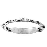 Solid White Gold Figaro ID Bracelet (14K).