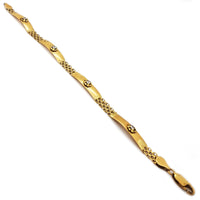 Cubic Zirconia (CZ) Mesh/Solid Yellow Gold Bracelet (14K).