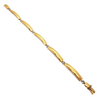 Curved Yellow Gold Bar and Bead Bracelet (14K).