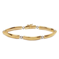Curved Yellow Gold Bar and Bead Bracelet (14K)