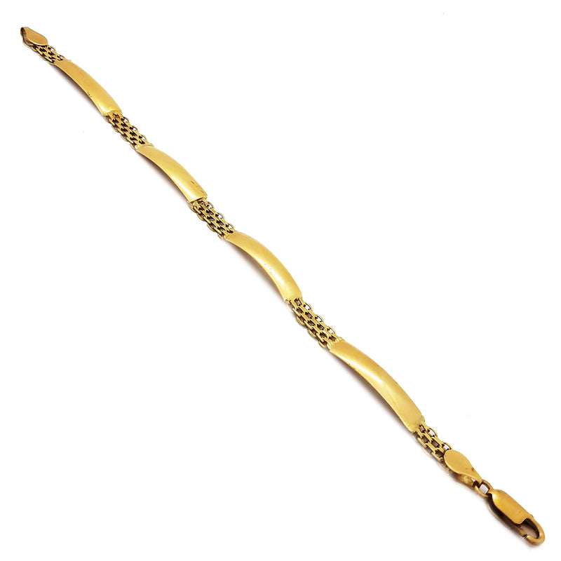 Mesh & Curved Yellow Gold Bar Bracelet (14K)