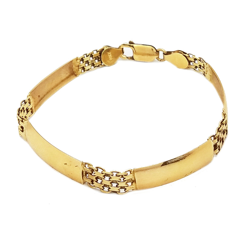 Mesh & Curved Yellow Gold Bar Bracelet (14K)