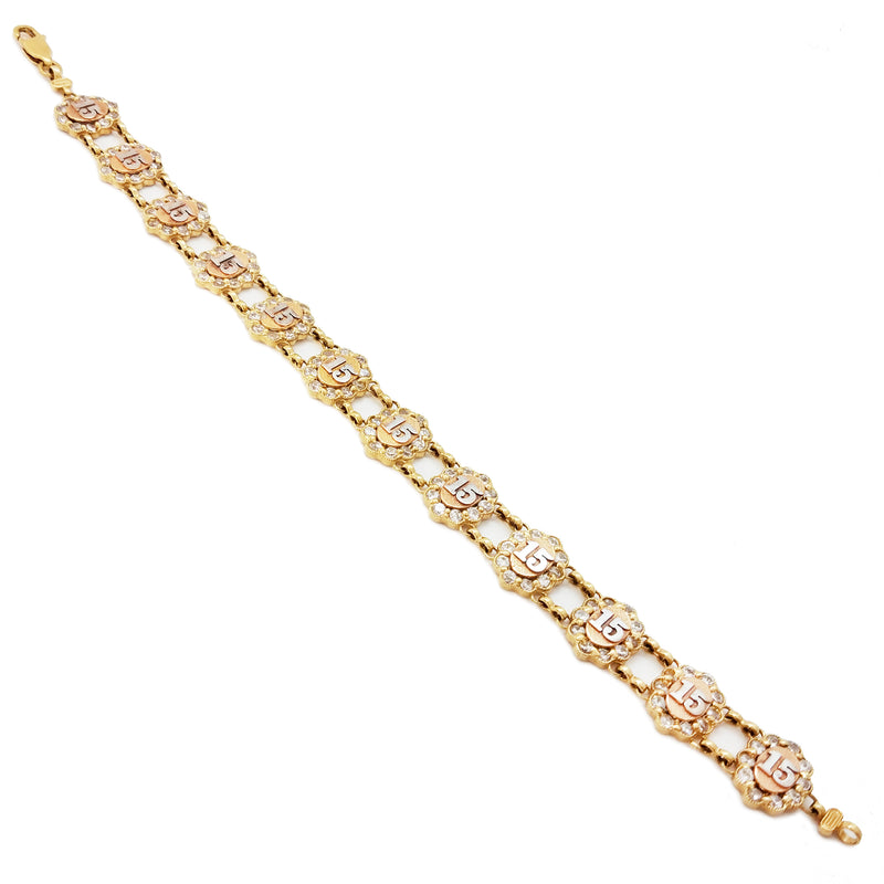15 Birthday / Quiceañera bracelet (14K).