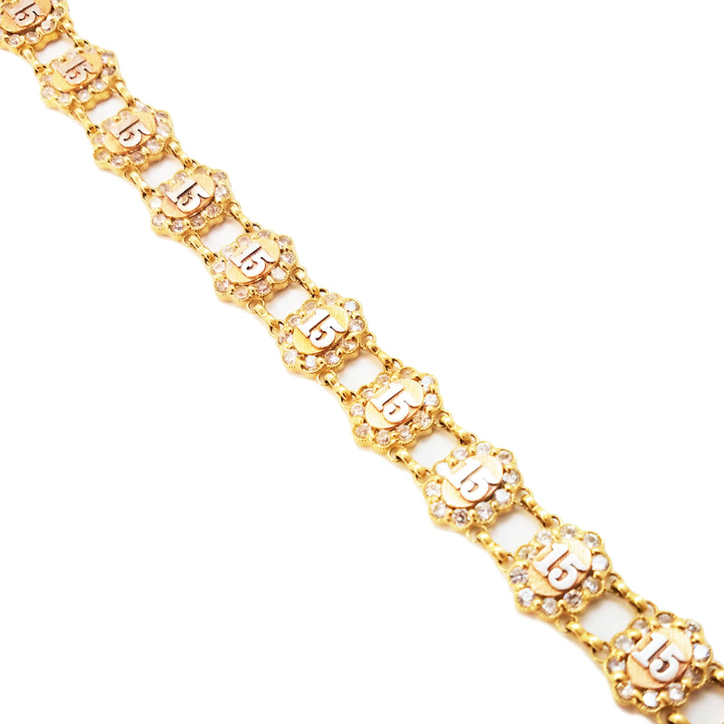 15 Birthday / Quiceañera bracelet (14K).