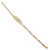 Kub Zirkoniya Məryəm Məryəm Ürəkli Üç Rəngli Qızıl Qolbaq (14K) diaqonal - Popular Jewelry - Nyu-York