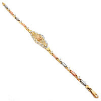 Kub Zirkon (CZ) Kəpənək Üçrəngli Qızıl Qolbaq (14K).