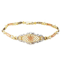 Kub Zirkon (CZ) Kəpənək Üçrəngli Qızıl Qolbaq (14K).