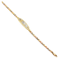 Lucky Charm Leaf Chevron Tri-Color Gold Bracelet (14K)