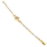 15 Ad günü / Bürc Rəmzləri ilə Quiceañera Üç Rəngli Qızıl Qolbaq (14K).