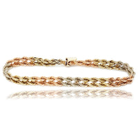 Dual Rope Tri-Color Gold Bracelet (14K)