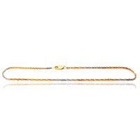 Kötél háromszínű arany karkötő (14K)