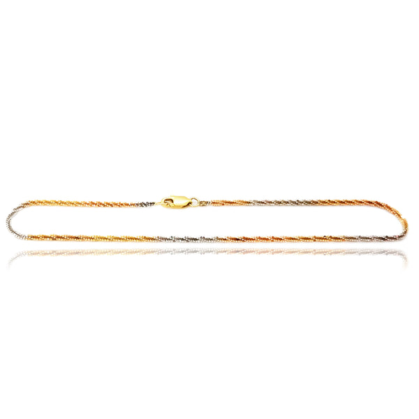 [Sold Out] Tri-Color Gold Rope Bracelet (14K).