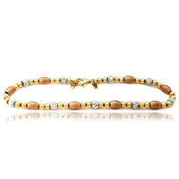 Gelang Emas Tri-Warna Beads (14K)